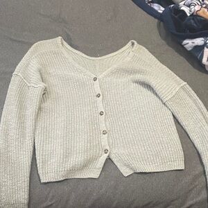 Hippie Rose Women's V-Neck Button-Up Cardigan - Light Gray